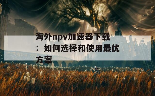 海外npv加速器下载：如何选择和使用最优方案